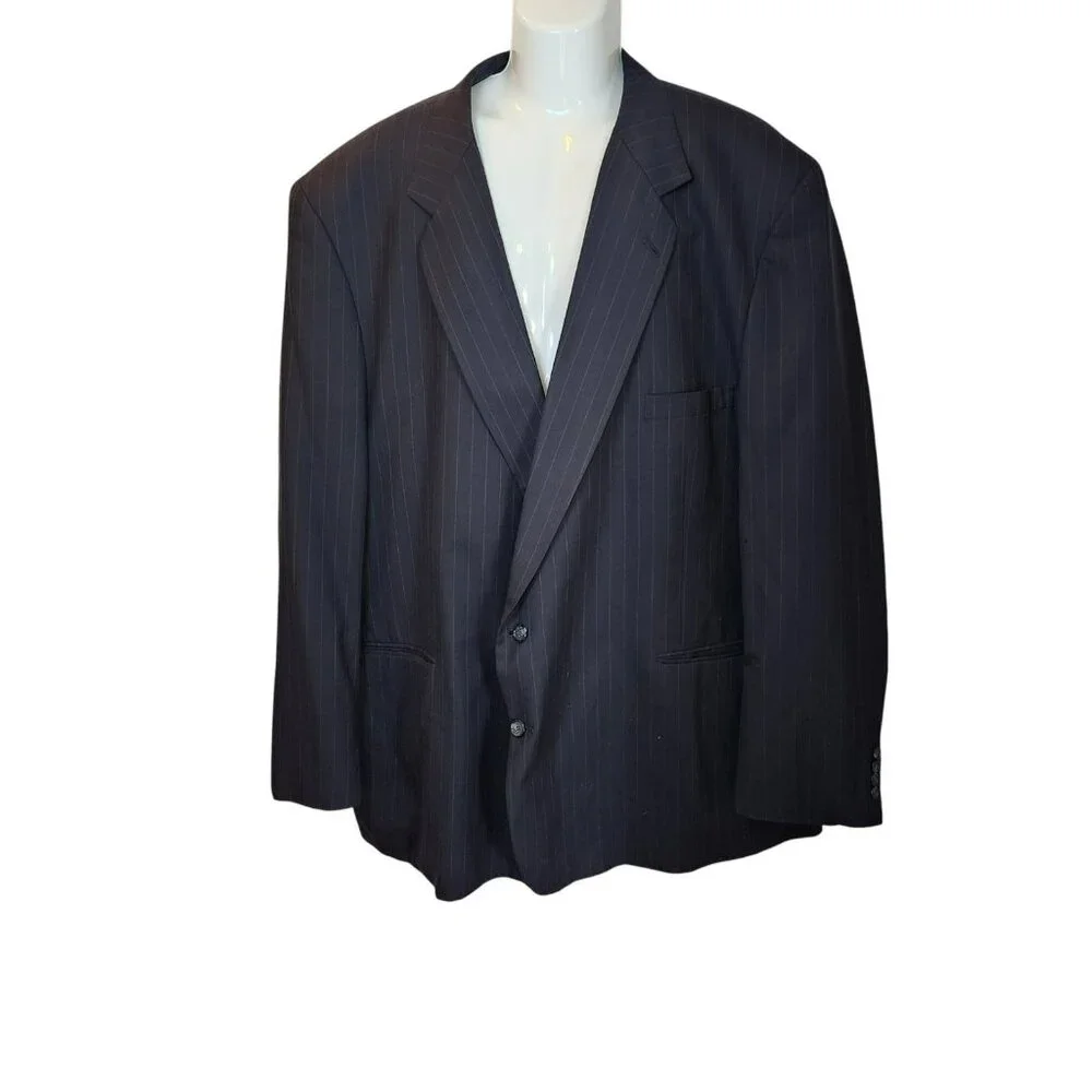 Robert Kent Wool Blazer 100%‎ Wool | 2-Button Pinstripe Suit Jacket 29x27